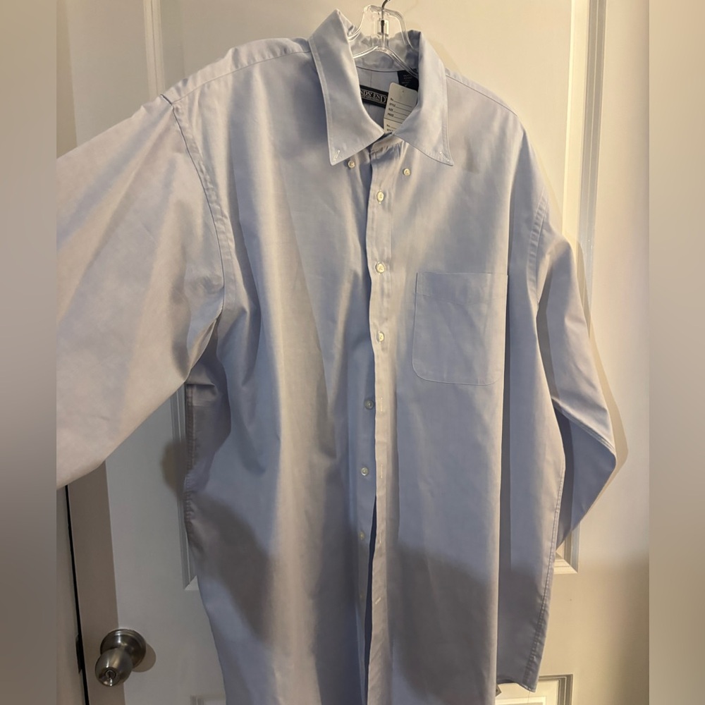 Mens Lands End Classic Light Blue Men's Button-Down Shirt Sz 18 1/2